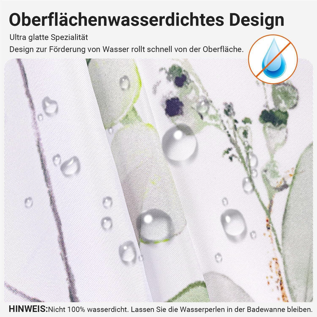 Duschvorhang Goldene Blätter 180x160cm Textil Wasserabweisend
