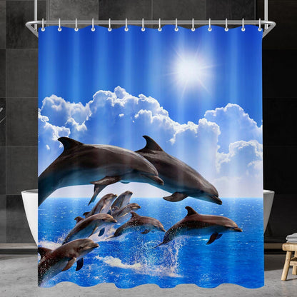 Duschvorhang Delphin 220x200cm | Wasserabweisend & Antischimmel