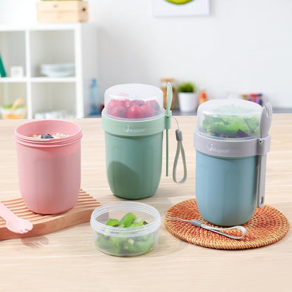 Bugucat Müslibecher to Go 920ML, 2in1 Joghurtbecher to Go & Müsli Cup to Go