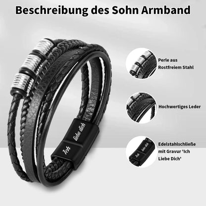 Armband "Ich Liebe Dich" - Geschenk für Sohn, Papa, Mann in Lederoptik