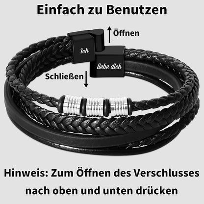Armband "Ich Liebe Dich" - Geschenk für Sohn, Papa, Mann in Lederoptik