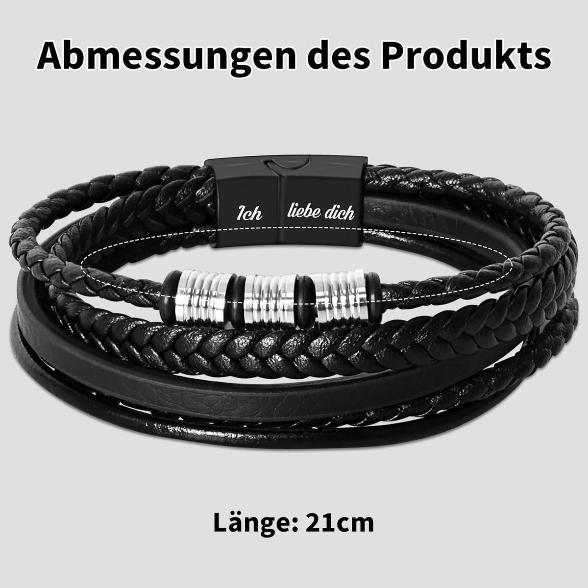 Armband "Ich Liebe Dich" - Geschenk für Sohn, Papa, Mann in Lederoptik
