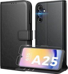 Handyhülle Samsung Galaxy A25 5G Schwarz PU Leder RFID Magnetisch