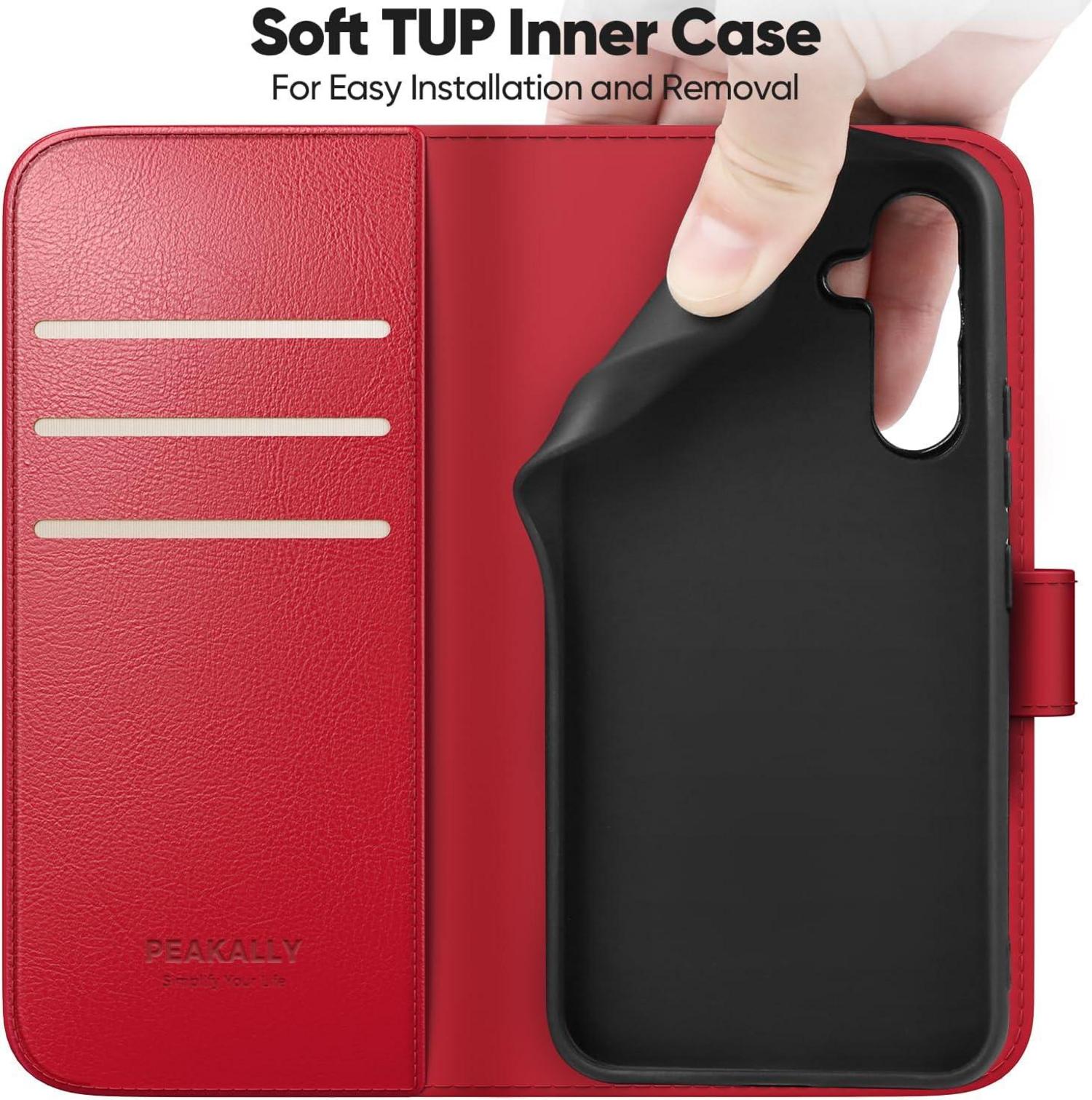 Handyhülle Samsung Galaxy A25 5G Hülle RFID PU Leder Magnetic Rot