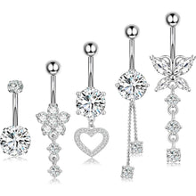Bauchnabelpiercing Set 5 Stück Chirurgenstahl 10mm Silber Gold mit Strass