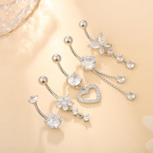 Bauchnabelpiercing Set 5 Stück Chirurgenstahl 10mm Silber Gold mit Strass