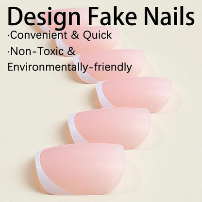 Weiße French Tip Press On Nails - 24 Stück, Kurz & Quadratisch