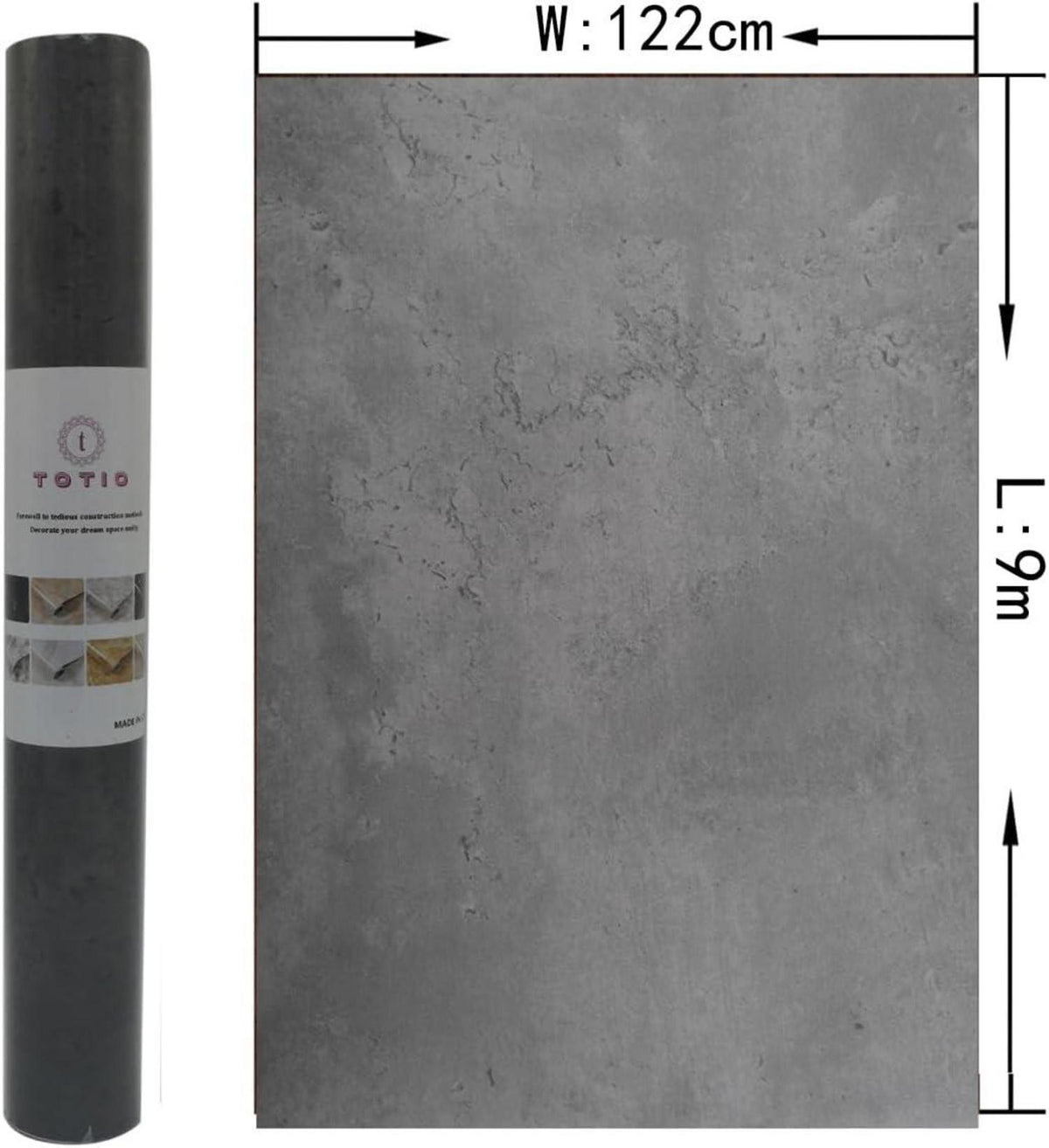 Selbstklebende Betonoptik Graue Wandfolie 122x9cm DIY Vinyl Industrie Stil