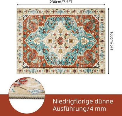 Vintage Orientalischer Teppich rutschfest Waschbar Kurzflor