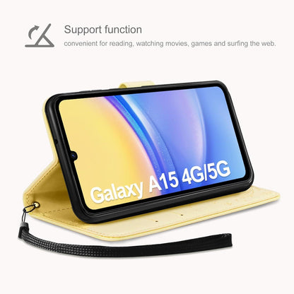 Hülle für Samsung Galaxy A15 5G/4G, Gelb, Wallet Case mit Schutzhülle & Schutzfolie