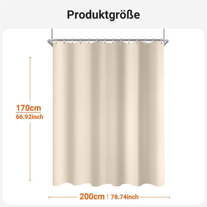 Duschvorhang 200x170cm Beige Antischimmel Textil Wasserabweisend waschbar
