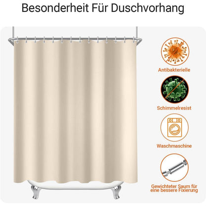 Duschvorhang 200x160 cm Beige Antischimmel Textil