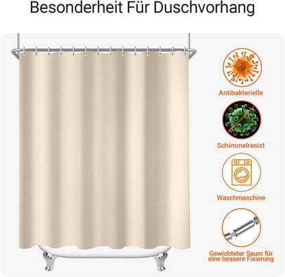 Duschvorhang 200x160 cm Beige Polyester Wasserabweisend Waschbar