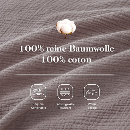 Musselin Bettwäsche Set 200x200 cm, Kaffee Grau