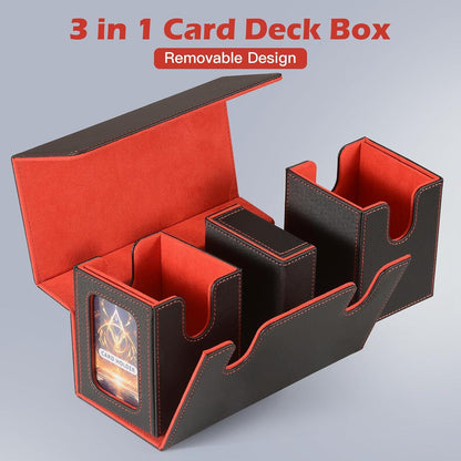 CHEPULA MTG Deck Box Premium Magic 3 in 1 Magnetic Sammelkarten Schwarz Rot