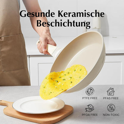 Redchef 5-teiliges Keramik Pfannenset Induktion 20/24/28 cm mit Deckel