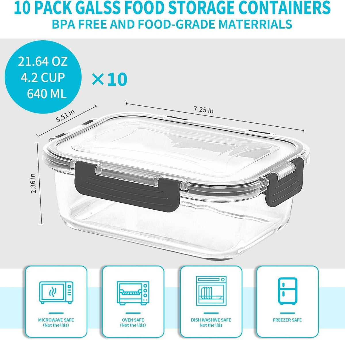 Skroam Glas-Frischhaltedosen 20er Set 640ml luftdicht