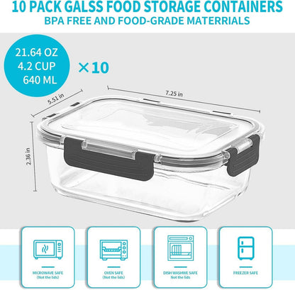 Skroam Glas-Frischhaltedosen 20er Set 640ml luftdicht