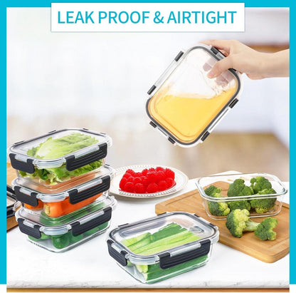 Skroam Glas-Frischhaltedosen 20 Stück 640ml - Transparente Deckel - Meal Prep Boxen