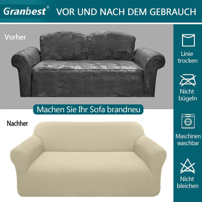Elastischer Sofabezug 3-Sitzer Khaki – Modern & Schutz für Ihr Sofa