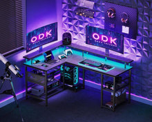 Gaming Tisch LED 2 Steckdosen 2 USB-Ladeanschlüsse