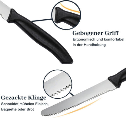Frühstücksmesser Set 12-teilig Wellenschliff Tafelmesser Steakmesser