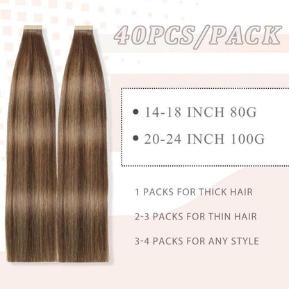 Echthaar Tape Extensions Goldbraun 60cm (24 Zoll)