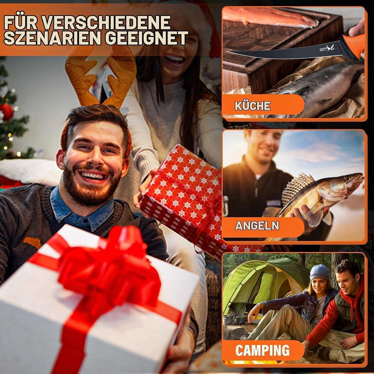 Fisch Filetiermesser Set | Scharfes Ausbeinmesser mit Scheide