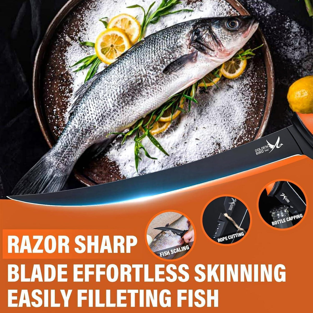 Fisch Filetiermesser 24cm | Ausbeinmesser Profi mit Scheide