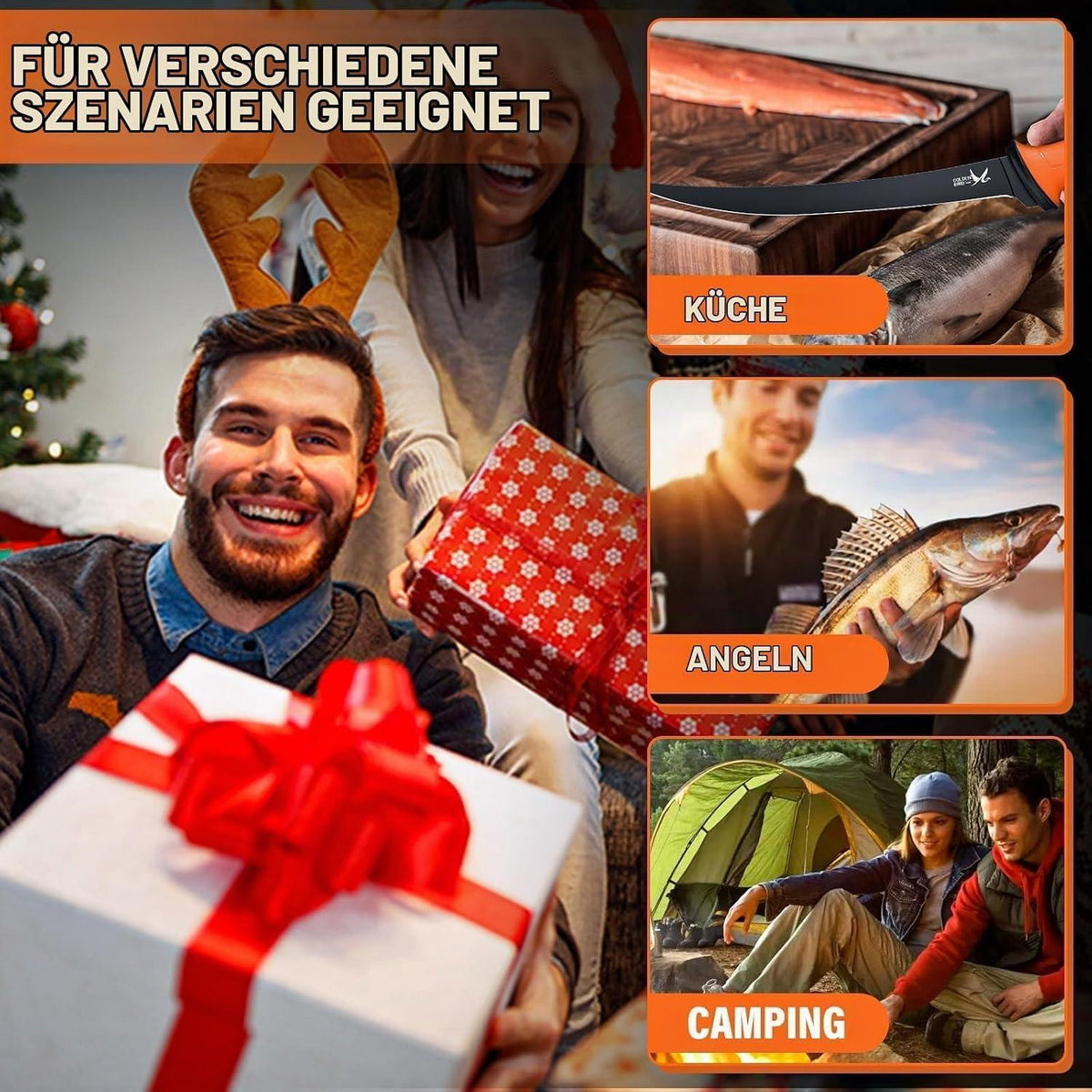 Fisch Filetiermesser 24cm | Ausbeinmesser Profi mit Scheide