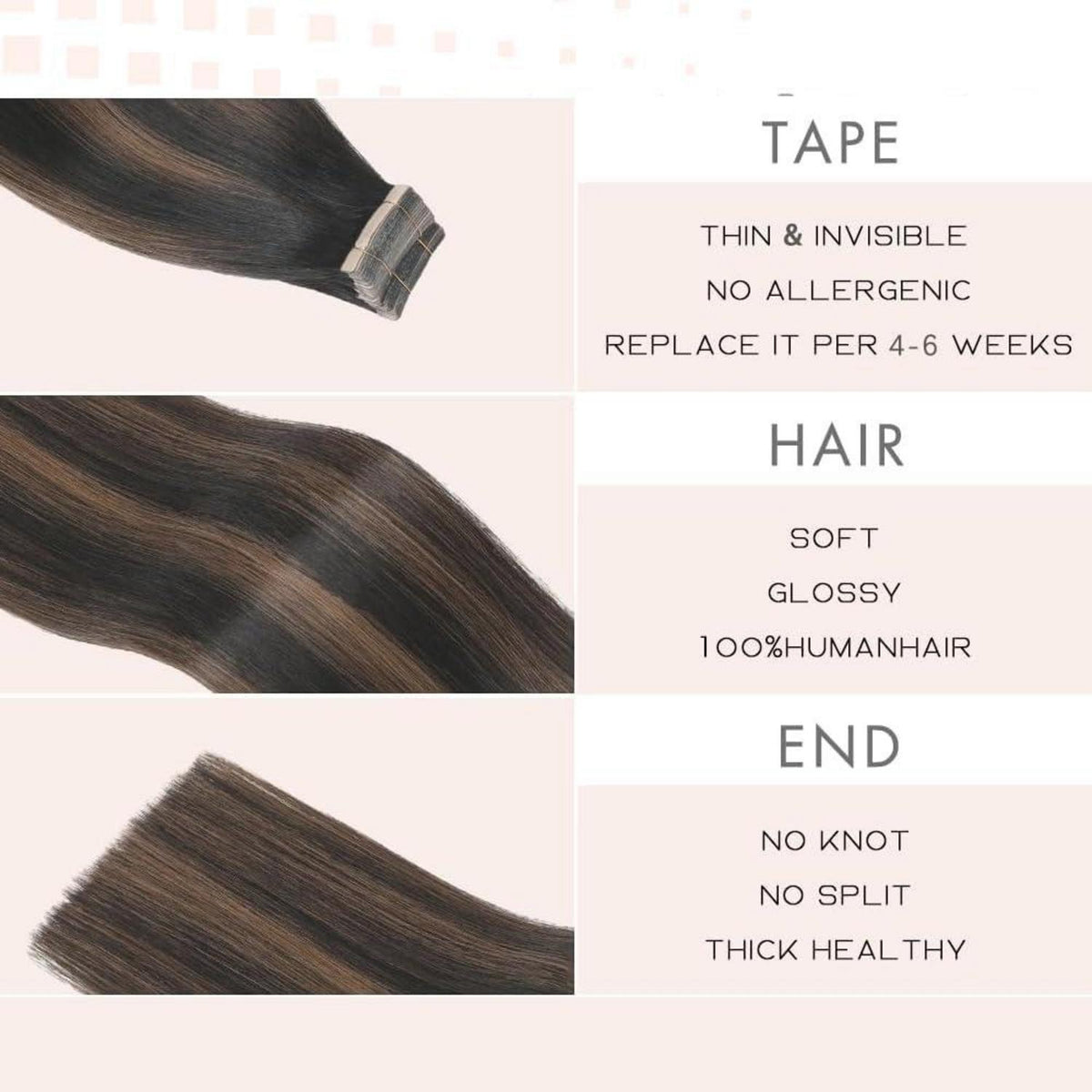 Echthaar Tape Extensions Goldbraun 35cm (1B/1B/6#)