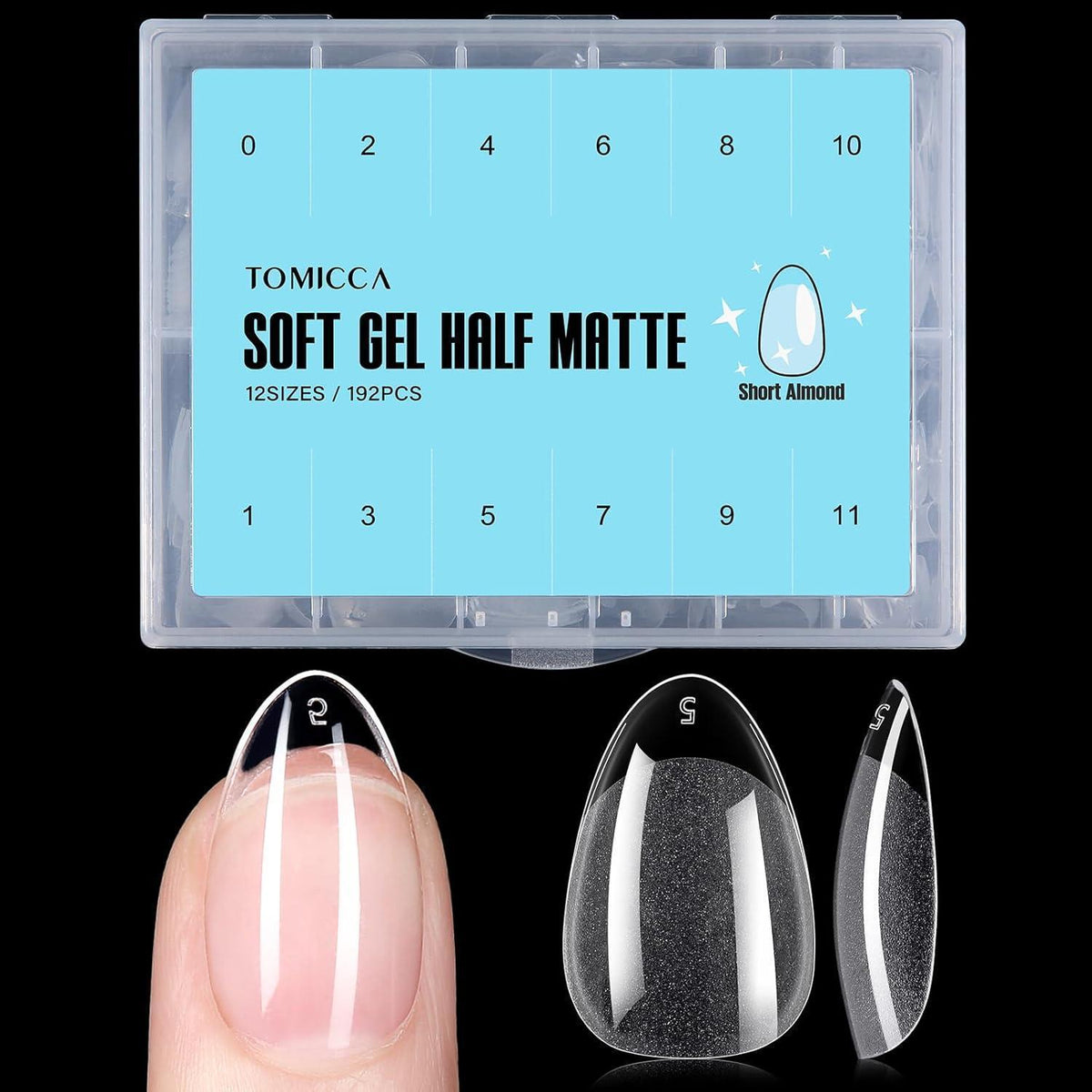 Mandel Nagelspitzen Kurz - 192 Stück für DIY Nail Art & Verlängerung