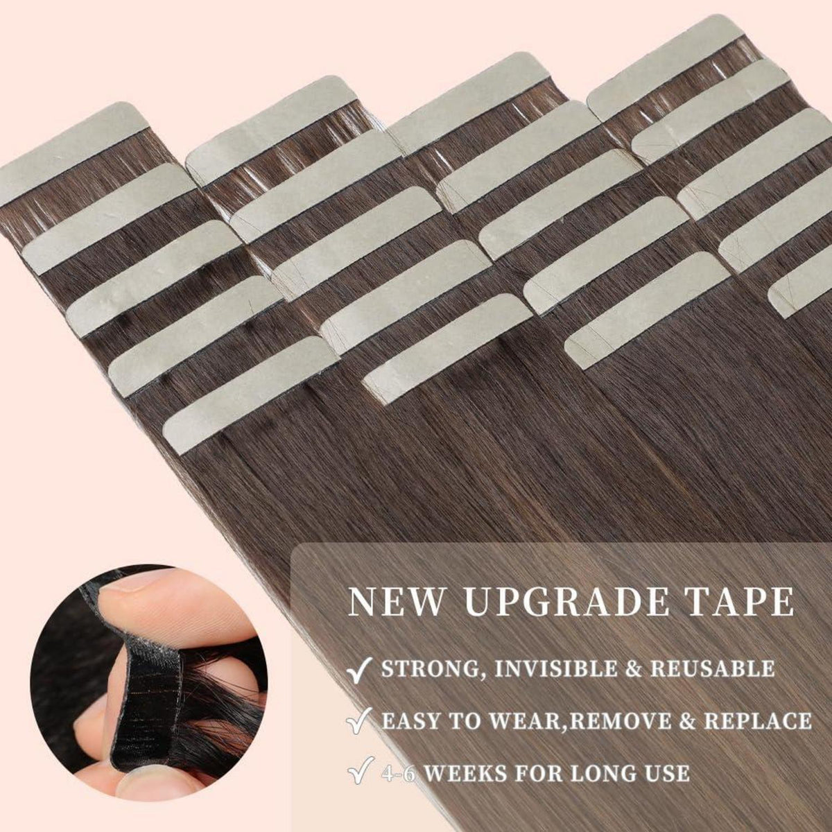Echthaar Tape Extensions Balayage Braun 50cm (20 Zoll)
