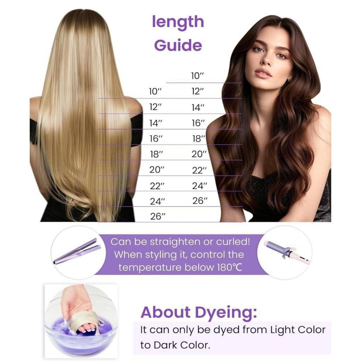 Echthaar Pferdeschwanz Extension Braun Balayage Ombre 35cm