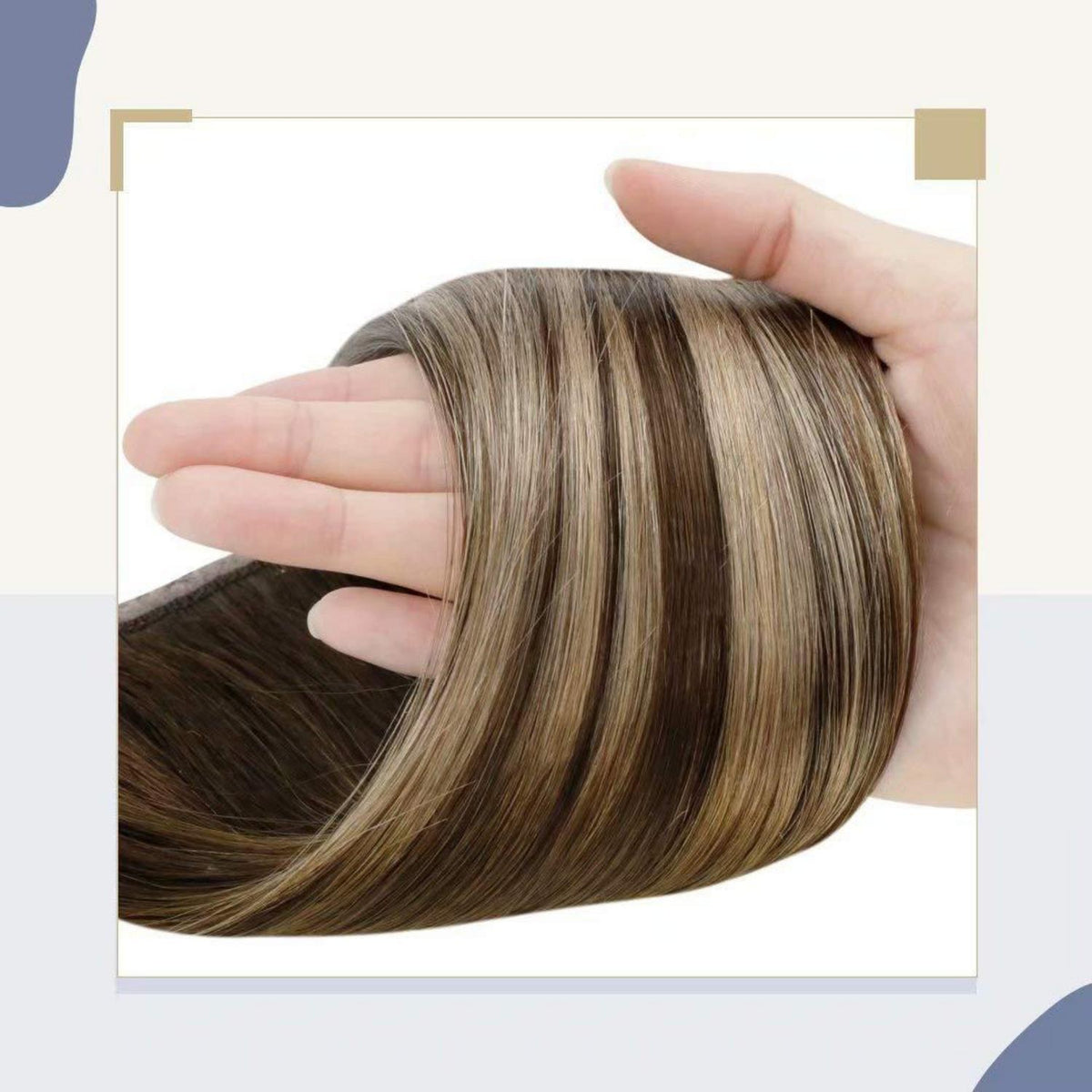 Echthaar Pferdeschwanz Extension Braun Balayage Ombre 35cm