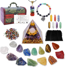 Chakra-Steine Set 7 Kristalle Heilsteine Orgon Pyramide