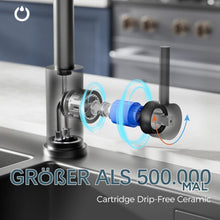 FORIOUS Wasserhahn Küche Schwarz 360° Drehbar Edelstahl