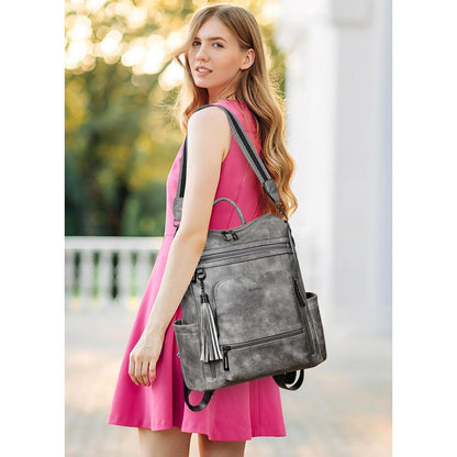 Rucksack Damen Laptopfach 15,6 Zoll Wasserdicht Business in Lederoptik