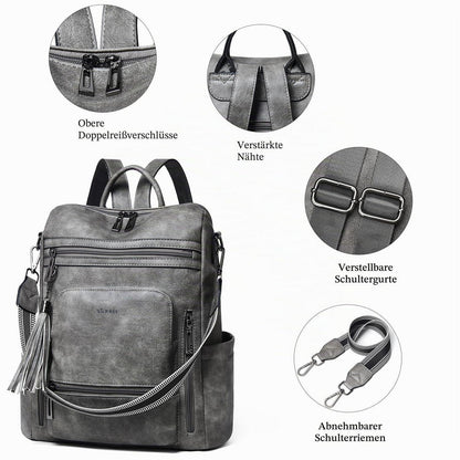 Rucksack Damen Laptopfach 15,6 Zoll Wasserdicht Business in Lederoptik