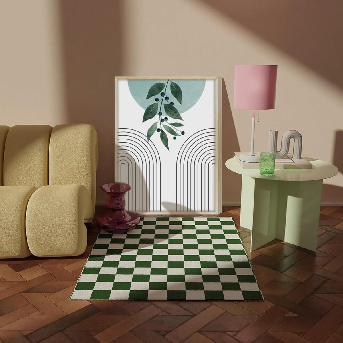 Salbeigrün Boho Bilder mit Holzrahmen – Wandkunst Pflanzen & Blätter