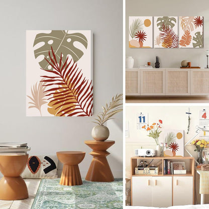 Boho Wandbilder Salbeigrün Rotbraun Orange Blätter