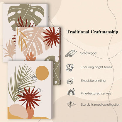 Botanische Wandbilder Salbeigrün Rotbraun Orange Modern Wohnzimmer Büro