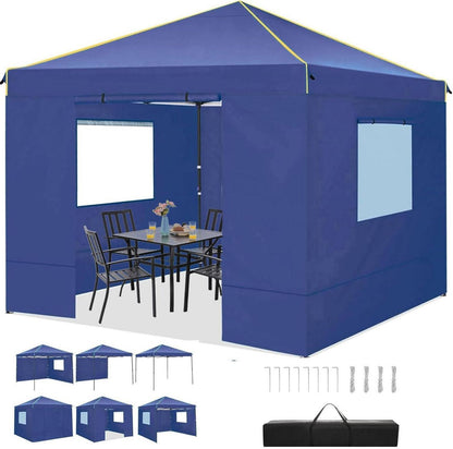 Faltpavillon 3x3m Wasserdicht Stabil mit 4 Seitenwänden Marineblau
