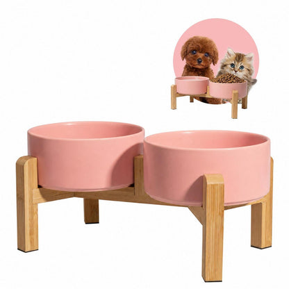 Erhöhter Hundenapf Set Keramik - 2er Set Rosa