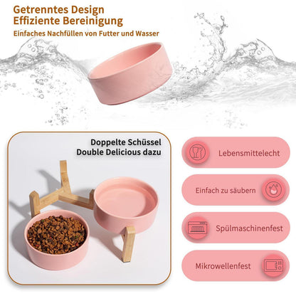 Erhöhter Hundenapf Set Keramik - 2er Set Rosa