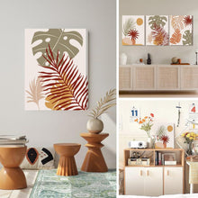 Boho Botanische Wandbilder Salbeigrün Orange Abstract