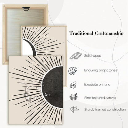 Hyidecorart Sonne Mond Boho Bilder Mit Rahmen Schwarz Beige Geometrie