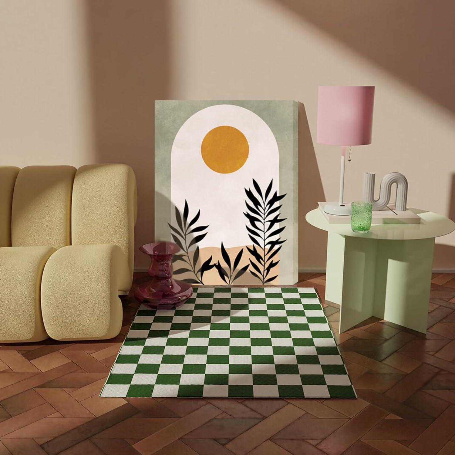 Moderne Boho Wandbilder Salbeigrün Abstract Blätter 58x40cm