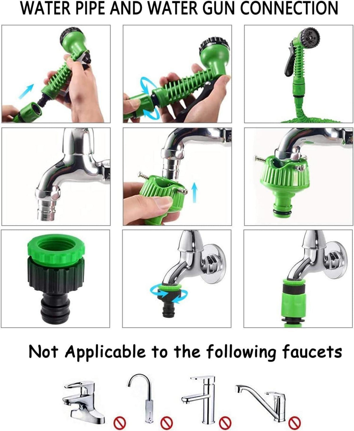 Flexibler Gartenschlauch 100ft Wasserschlauch Schlauchhaken 7 FunktionSprüHdüSe