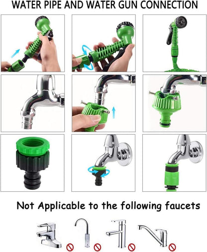Flexibler Gartenschlauch 100ft Wasserschlauch Schlauchhaken 7 FunktionSprüHdüSe
